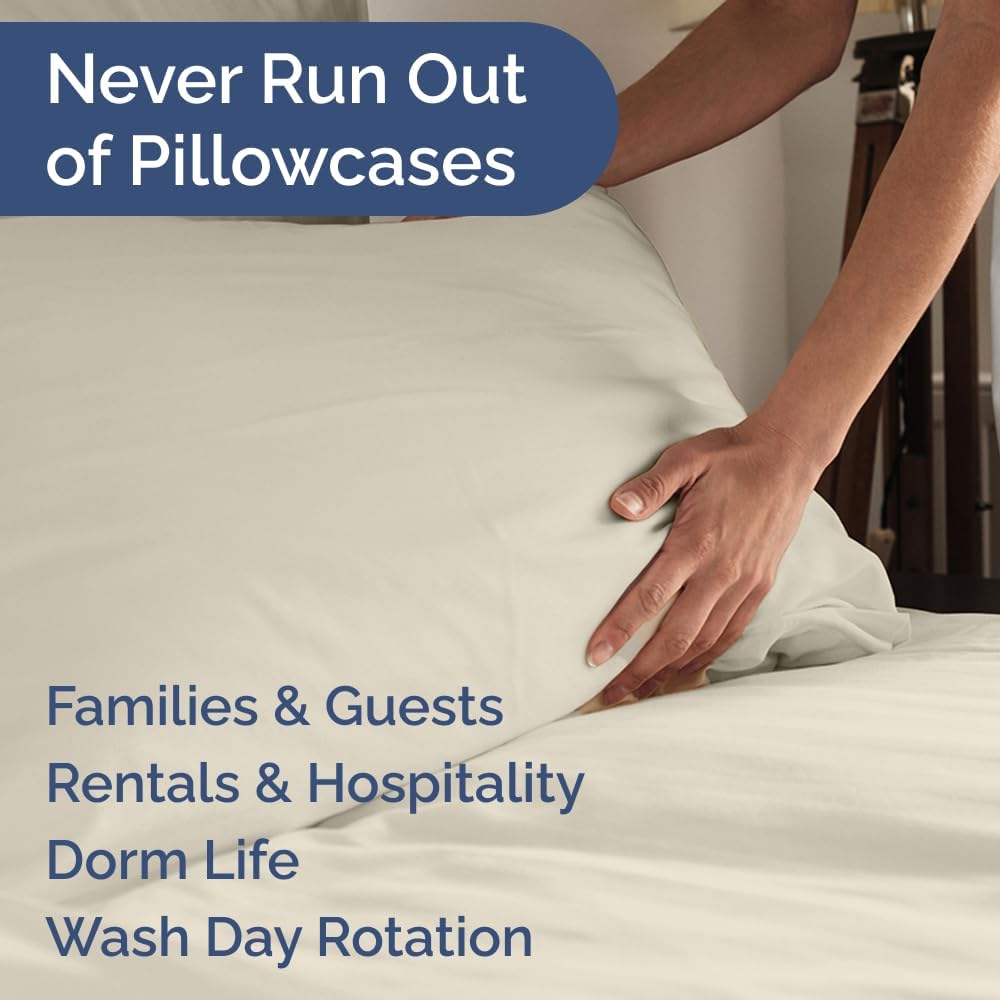 Queen Pillow Cases Set of 6 - Ultra Soft Hotel Quality Pillowcase Covers - Comfy & Wrinkle Free - Shrink, Stain and Fade Resistant - Easy-Care, Machine Washable Pillow Protectors - 6 Pcs Set - Wheat