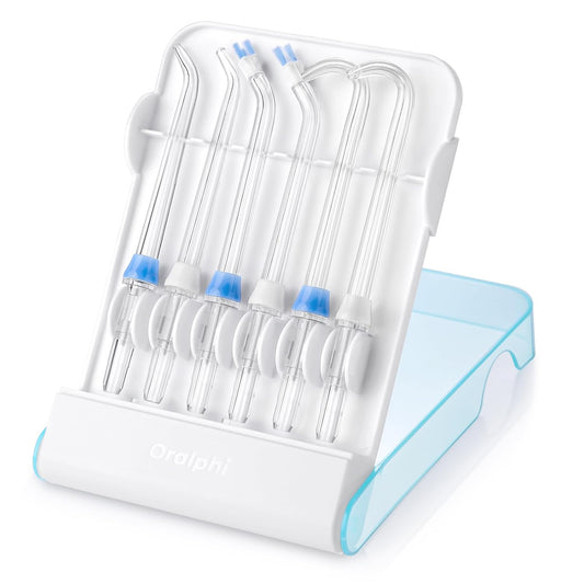 Replacement Tips for Waterpik, Water Flosser Replacement Heads Parts for Waterpik Oral Irrigator(2 Classic Jet Tips + 2 Plaque Chaser Tips + 2 Implant Denture Tips + Storage Case Combo)