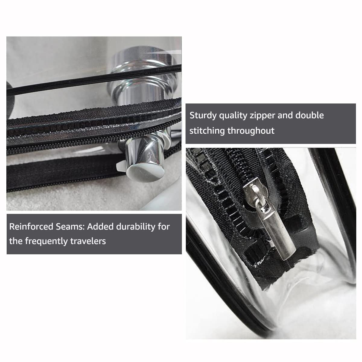 2Pcs Crystal Clear PVC Travel Toiletry Bag Kit for Women Men, Waterproof Vinyl Packing Organizer Storage Bags with Zipper Handle Straps, Cosmetic Pouch Carry on Airport Airline Compliant Bag Handbag