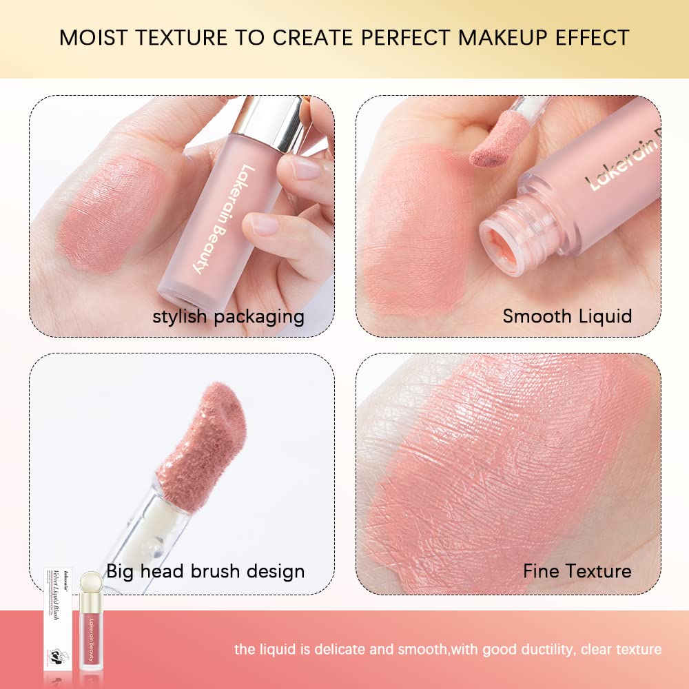 Liquid Blush Stick For Cheeks, Soft Velvet Cream Face Cheek Tint, Natural Matte Pink Red Blush Skin Tint, Waterproof Long Lasting Dewy Makeup, Moisturizing Lightweight Blendable (2#)