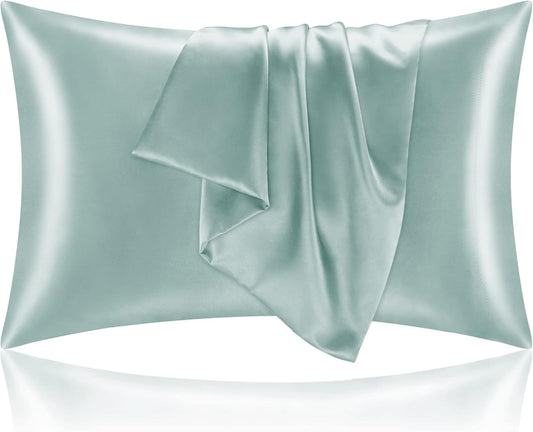 BEDELITE Satin Pillowcase for Hair and Skin, Super Soft and Cooling Similar to Silk Pillow Cases 2 Pack with Envelope Closure, Gift for Women Men(20"x40" King Size, Haze Blue)