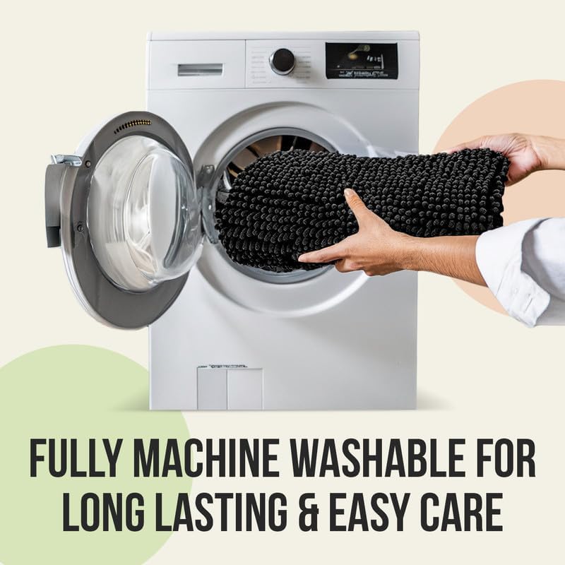 ITSOFT Plush Bathroom Rug 47x21, Absorbent Machine Washable Non Slip Chenille Bath Mats, Quick Dry Bathmat, Bath Rugs for Bath, Shower, Bedroom, or Door Mat, White