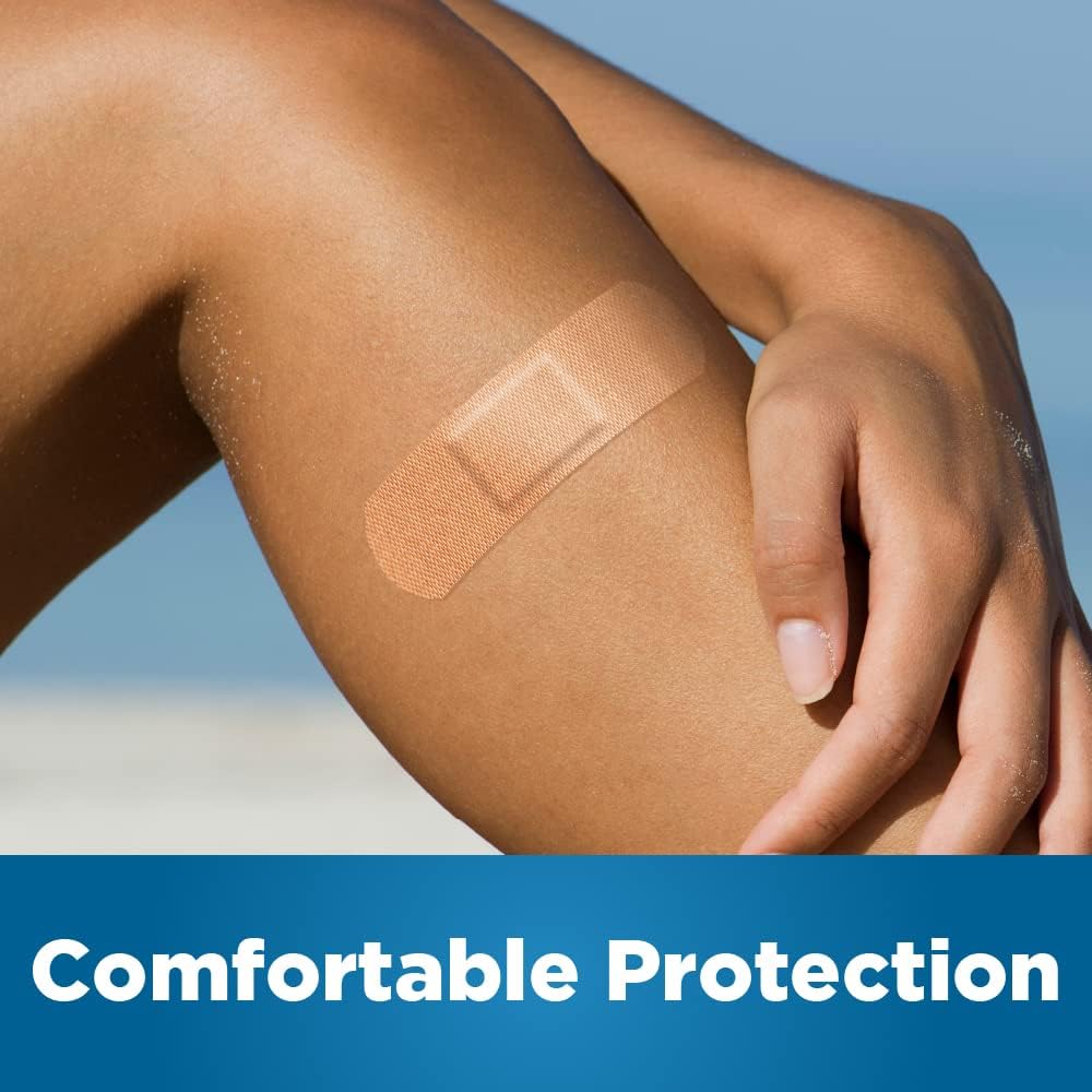 Amazon Basic Care Flexible Fabric Adhesive Bandages, First Aid and Wound Care Supplies, Assorted Sizes, 100 Count (Pack of 3)