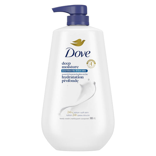 Dove Body Wash with Pump with Skin Natural Nourishers Instantly Soft Skin and Lasting Nourishment Deep Moisture Cleanser Effectively Washes Away Bacteria While Nourishing Your Skin 34 oz (Pack of 3)