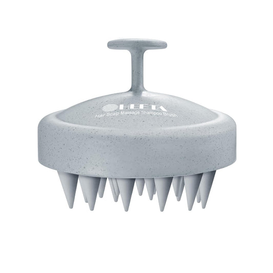 HEETA Scalp Massager Hair Growth, Soft Silicone Scalp Scrubber Shampoo Brush for Exfoliation, Dandruff Removal & Head Massage Stress Relax, Wet & Dry Use for Thick, Thin Hair Care, Wheat Straw Grey