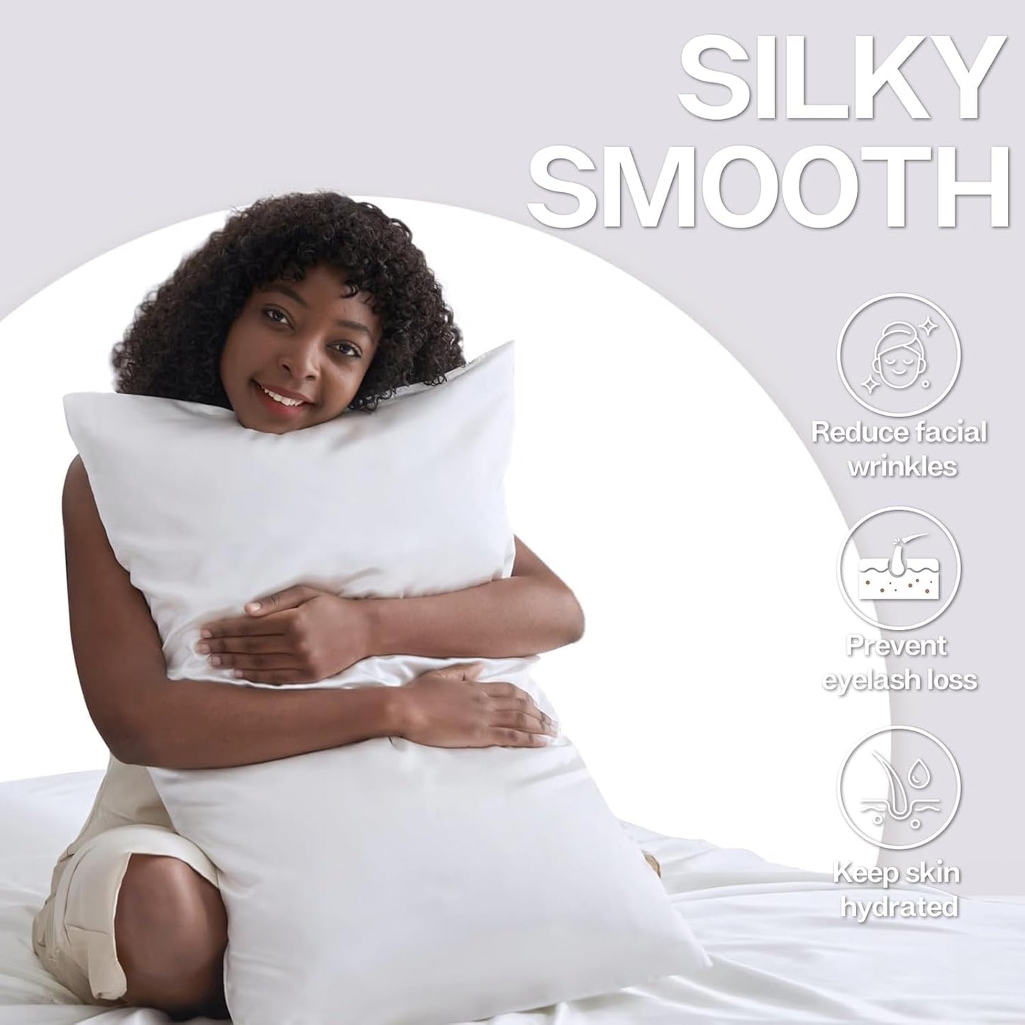 MR&HM Satin Pillowcase for Hair and Skin, Silk Satin Pillowcase 2 Pack, Queen Size Pillow Cases Set of 2, Silky Pillow Cover with Envelope Closure (20x30, White)