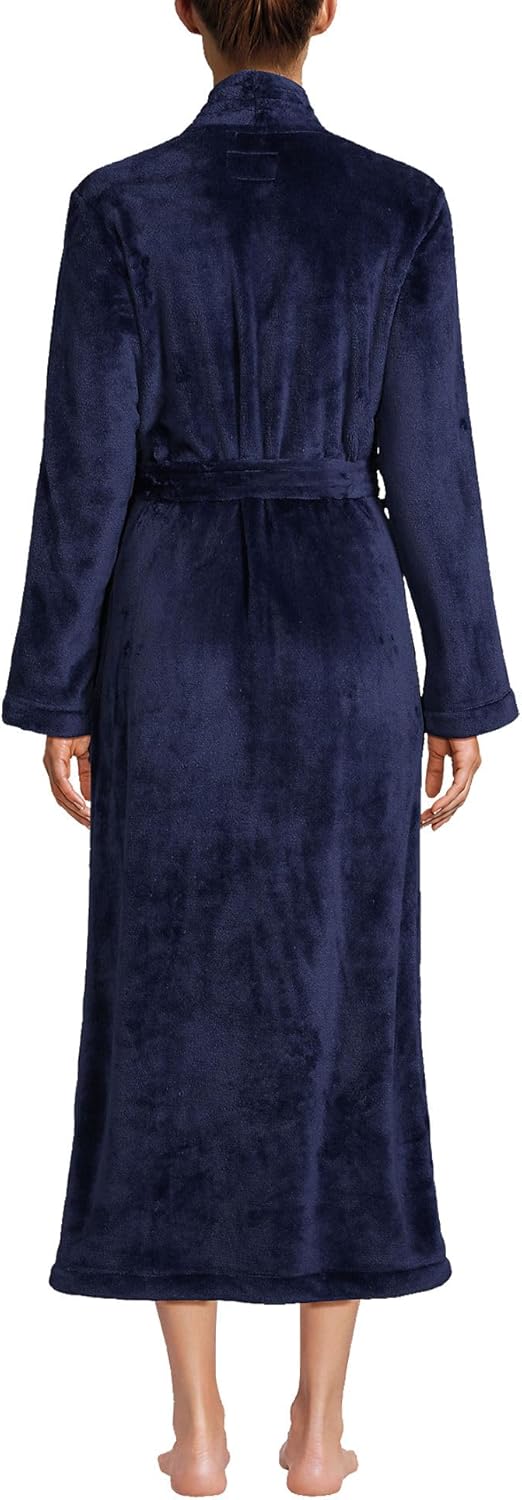 Lands' End Women's Cozy Plush Long Wrap Robe