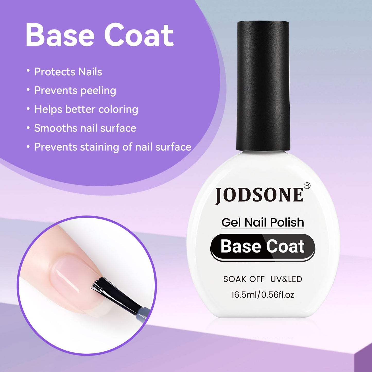 JODSONE 3Pcs 16.5ml Top Coat and Base Coat Set with Nail Glue Gel No Wipe Top Coat Base Nail Glue Gel for Attaching False Nails Securing Decorations Need U V Lamp Cured
