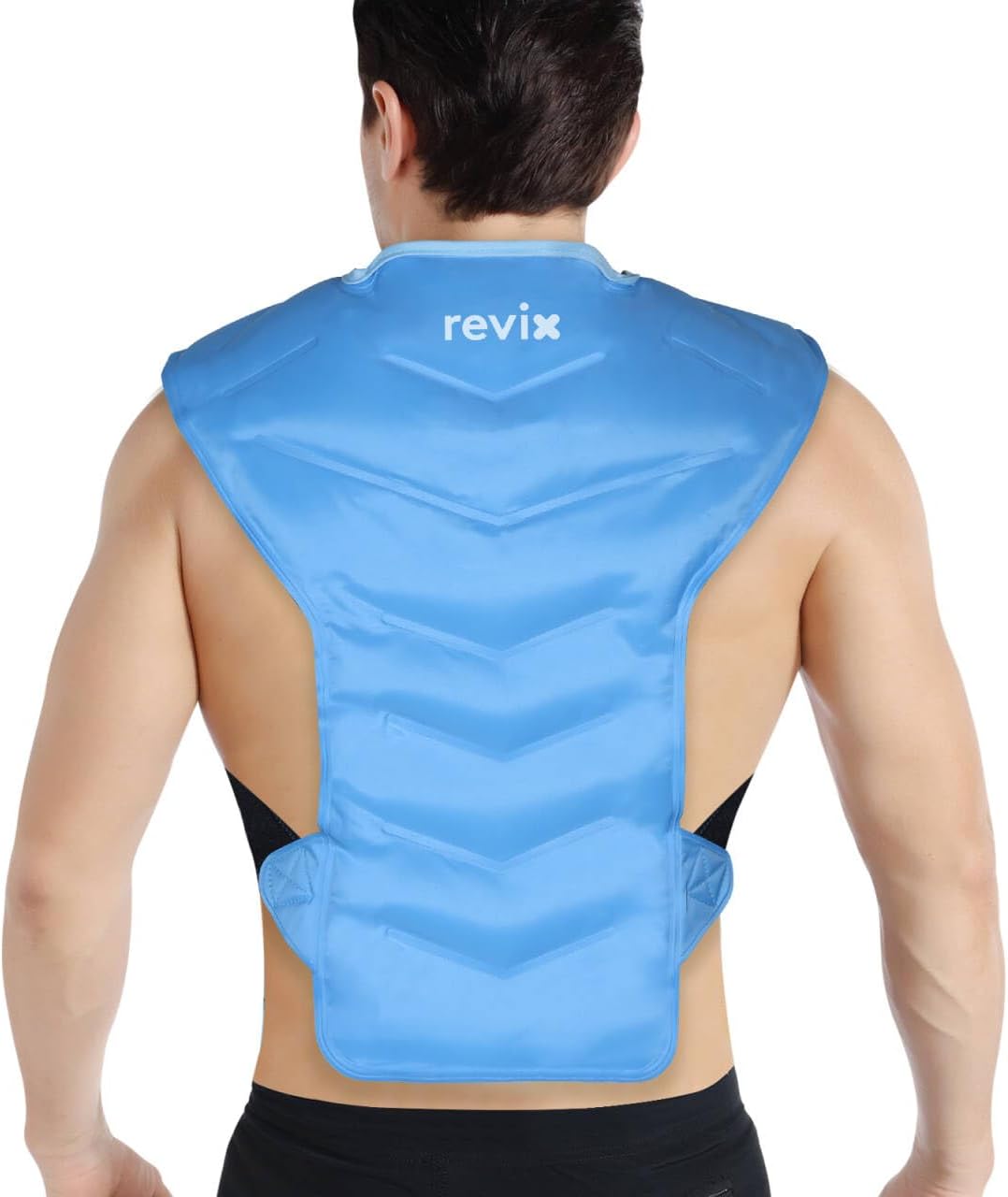 REVIX Large Ice Pack for Shoulder and Back with Straps, Reusable Full Back Ice Pack Wrap Cold Compression Therapy for Discomfort and Fatigue Relief, Post-Workout Recovery