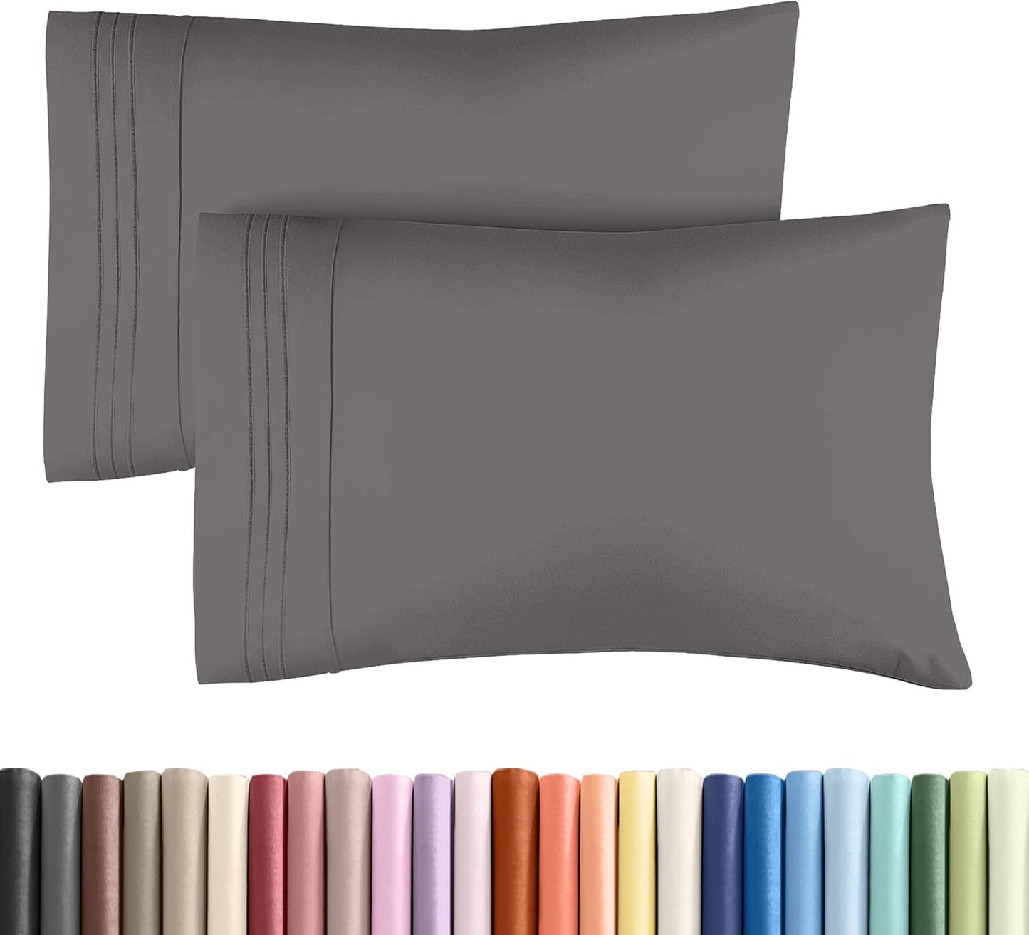 Queen Pillow Cases Set of 2 - Ultra Soft Hotel Quality Pillowcase Covers - Comfy, Cozy & Wrinkle Free - Shrinkage, Stain & Fade Resistant - Machine Washable Pillow Protectors - 2 Piece Set - Dark Grey