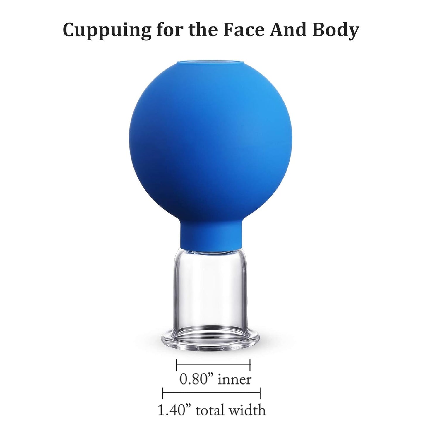 Nuanchu Facial Cupping Cup Blue Glass Face Cup Silicone Cupping Massage Vacuum Suction Mug for Body Face Leg Arm Back Shoulder Muscle and Joint Pain(0.8 Inch Diameter)