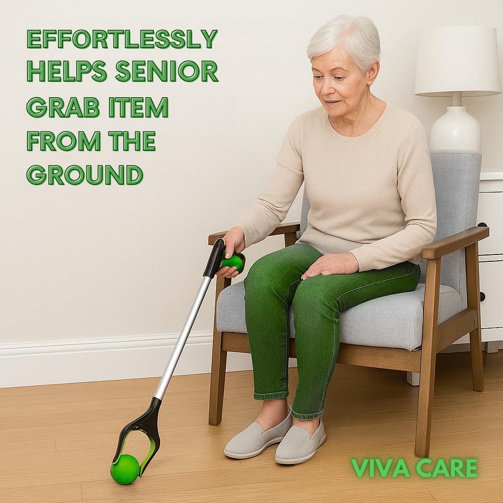 VIVA CARE Grabber Reacher Pickup Tool – Foldable, Lightweight, an Arm Extension for Seniors and Injured [Green]
