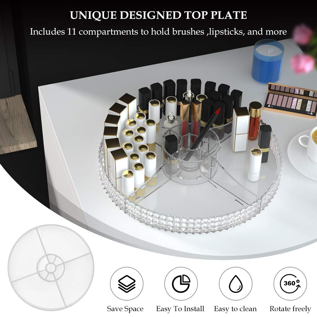 360 Degree Rotating Makeup Organizer, Extra Large Capacity Perfume Organizer, Removable DIY 7 Layers Make up Organizer for vanity, Cosmetic Display Case Organizador De Maquillaje (Clear)