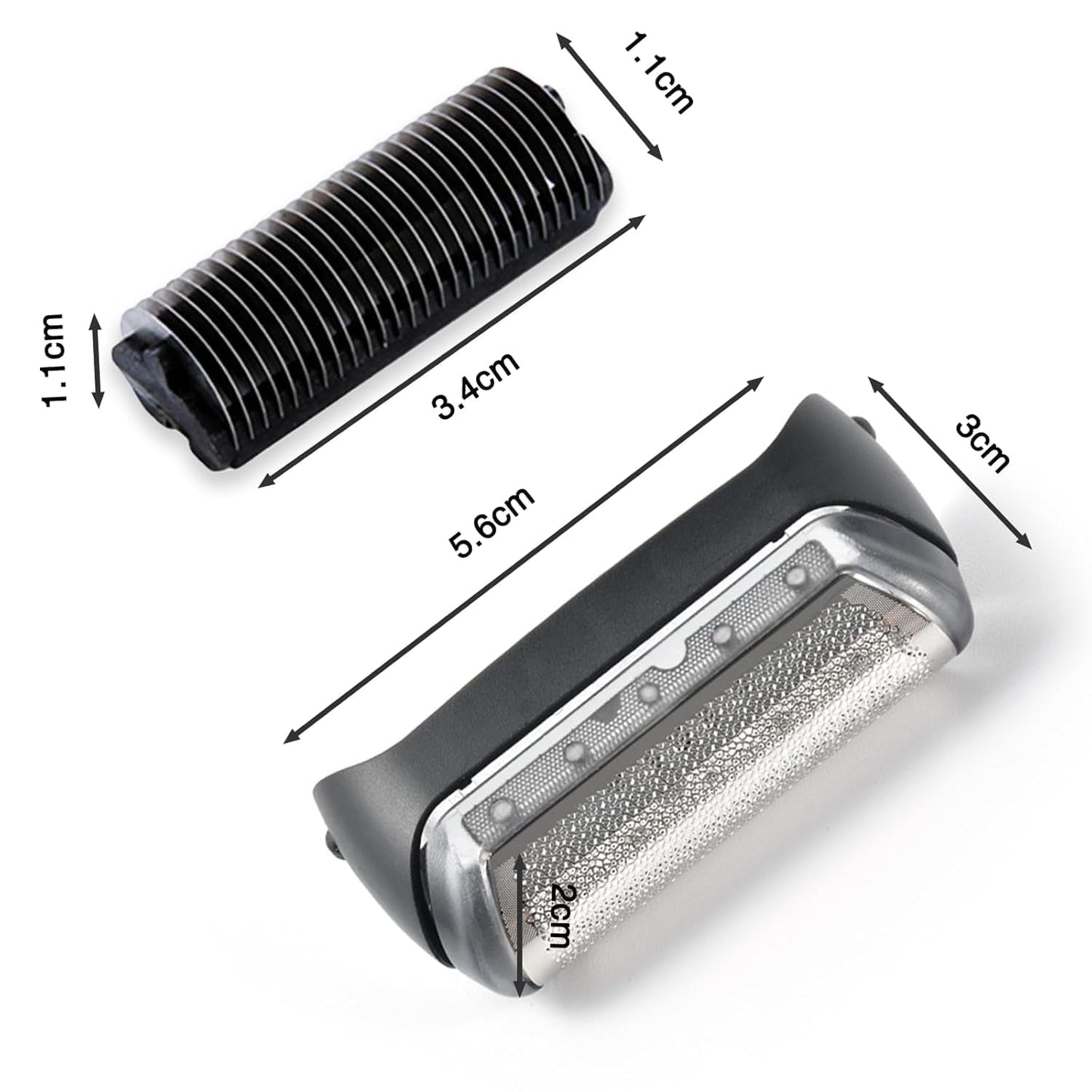 2Pack 10b Replacement Foil and Cutter for Braun series 1/cruzer foil & cutter,10B 20B Replacement Head Compatible with Braun Series 1000 2000 Electric Shaver 170 180 190 1715 1735