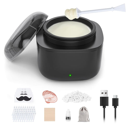 Nose Wax Kit Men, Nose Hair Waxing Kit with 158°F Smart Temp Control, 40 Sticks, 100g Wax, Painless Nose Hair Removal with USB-C Fast Heating, Upgraded Capacity, Multi-Accessories