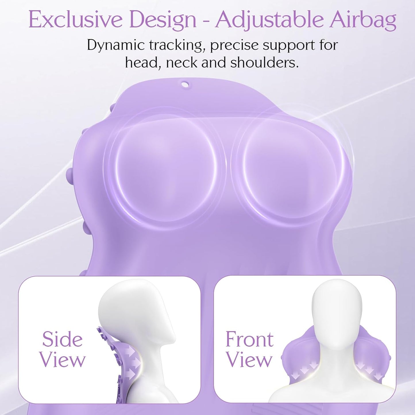 Silicone Bath Pillow, New Material Bath Pillows for Tub Head Neck and Back Support, Bath Tub Pillow with 4D Press Inflatable Airbag and Non-Slip Strong Suction Cup, Quick-Drying, Easy to Store, Purple