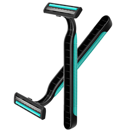 120 Pack Disposable Twin Blade Razors Individually Wrapped, Clear Safety Cap， Multipurpose Portable Shave Razor for Man Woman Bathing Hotel Travel (Green)