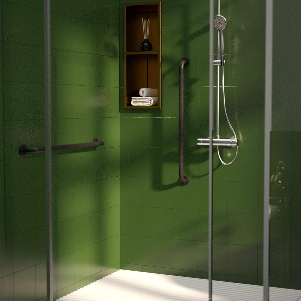 2 Pack 32 Inch Anti Slip Shower Grab Bar Oil Rubbed Black 1.25" Diameter, Munzong Bathroom Grab Bar, Knurled Bathroom Balance Bar,Safety Hand Rail Support Handicap Elderly Senior Assist Bath Handle