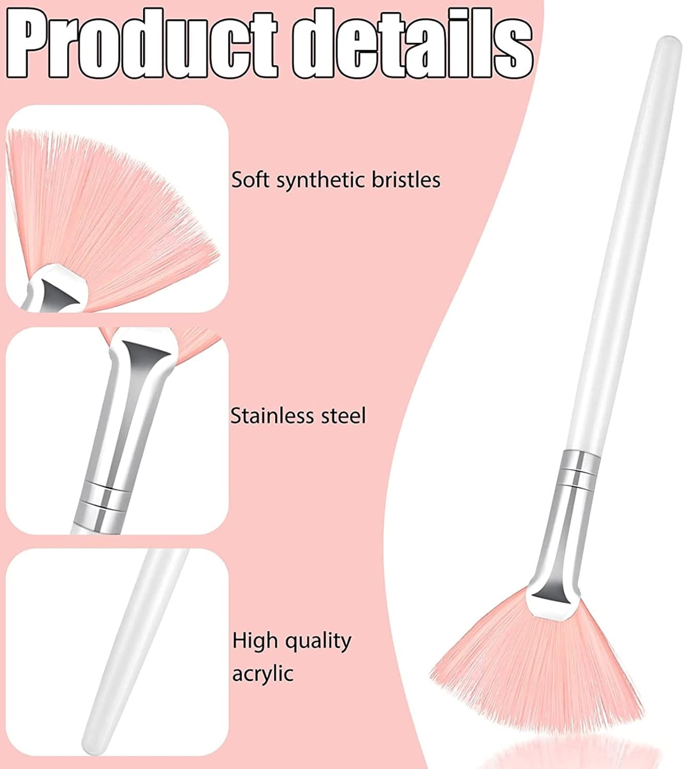 Patelai 14 Pieces Fan Brushes Applicator, Mask Brushes for Facial Makeup Tools for Face Cosmetic(White, Pink)