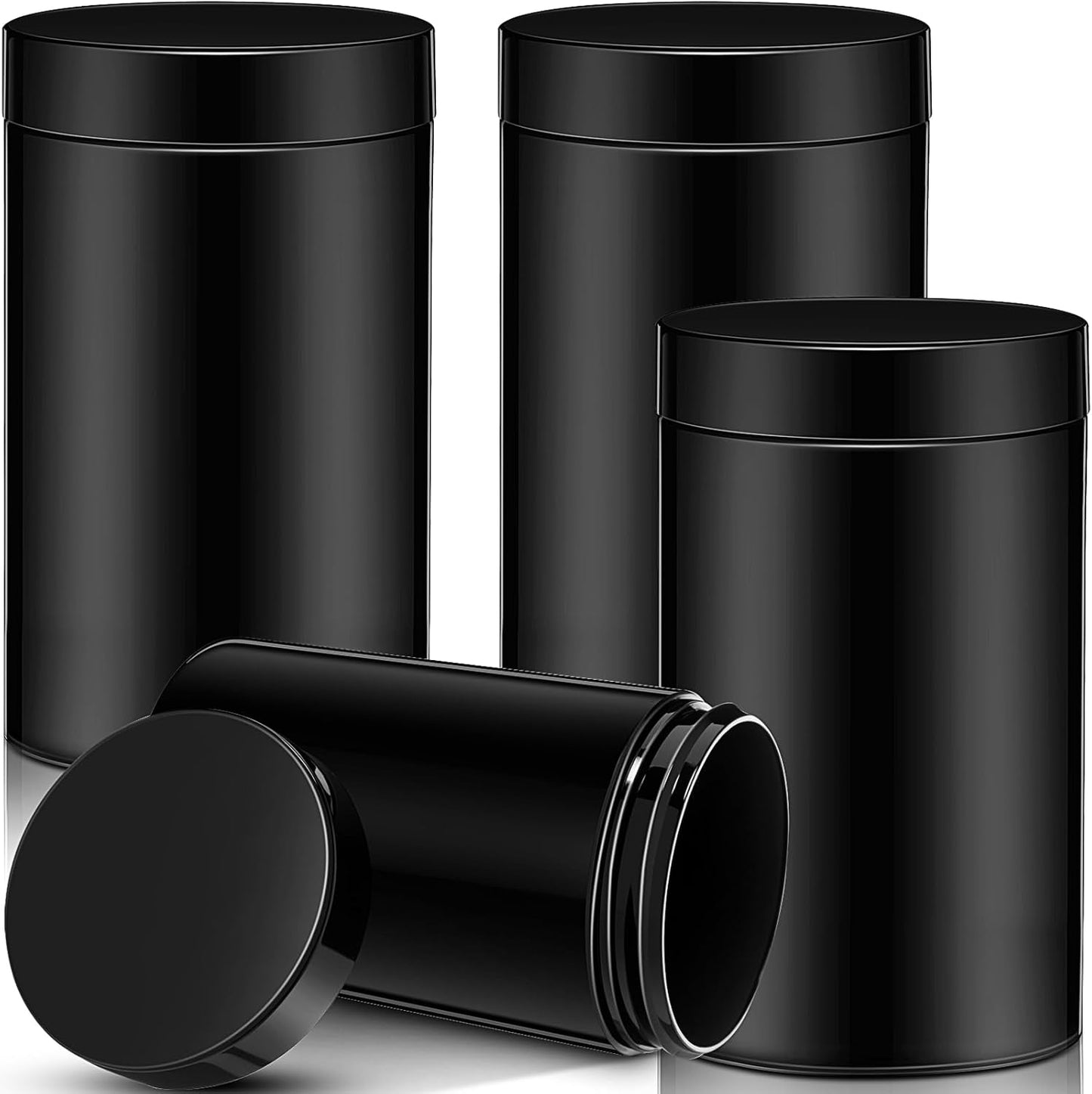 SATINIOR 12 Pack 12 oz Plastic Container Jars with Lids Round Clear Travel Cosmetic Container Slime Jar for Toiletries, Lotion, Cream, Ointment, Makeup, Rhinestone, Sample, Kitchen Storage(Pure Black)