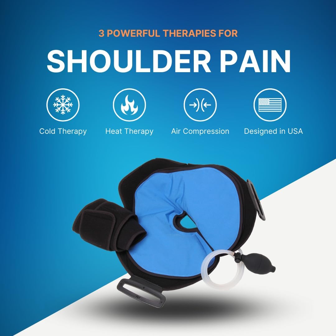 NatraCure Advanced Hot or Cold Therapy Shoulder Ice Pack Wrap, Shoulder Brace for Shoulder Pain Relief - (Heating Pad for Rotator Cuff Injuries, Surgery, Gym Injuries, Baseball, Pitching) - 16032