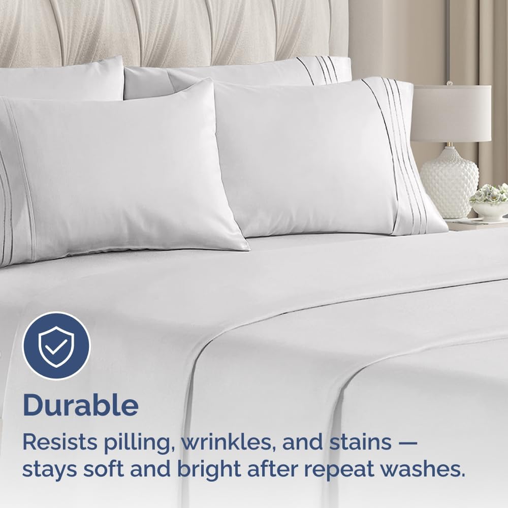 King Pillow Cases Set of 6 - Ultra Soft Hotel Quality Pillowcase Covers - Comfy, Cozy & Wrinkle Free - Shrink, Stain and Fade Resistant - Machine Washable Pillow Protectors - 6 Piece Set - French Grey