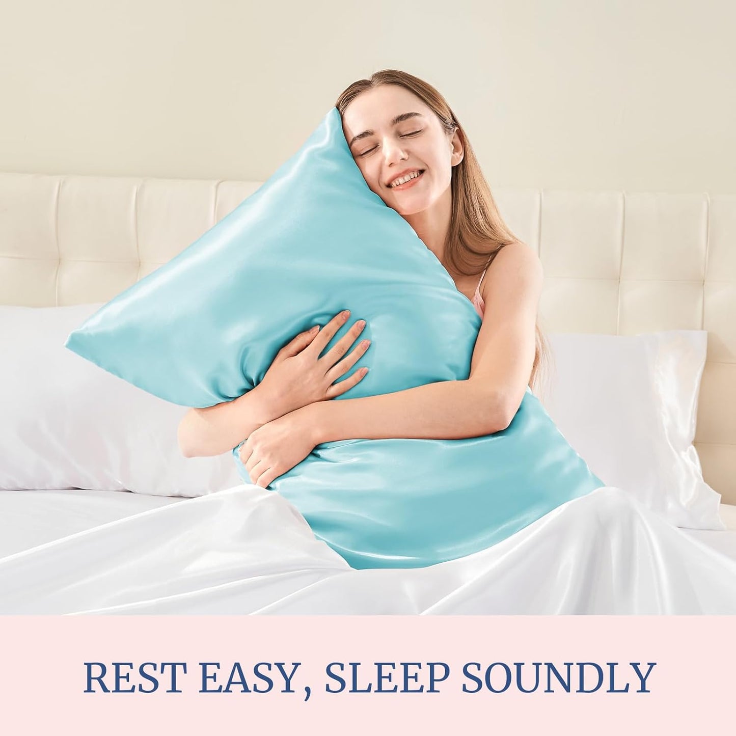 BEDELITE Satin Pillowcase for Hair and Skin, Super Soft and Cooling Similar to Silk Pillow Cases 2 Pack with Envelope Closure, Gift for Women Men(20"x30" Queen Size, Blue)