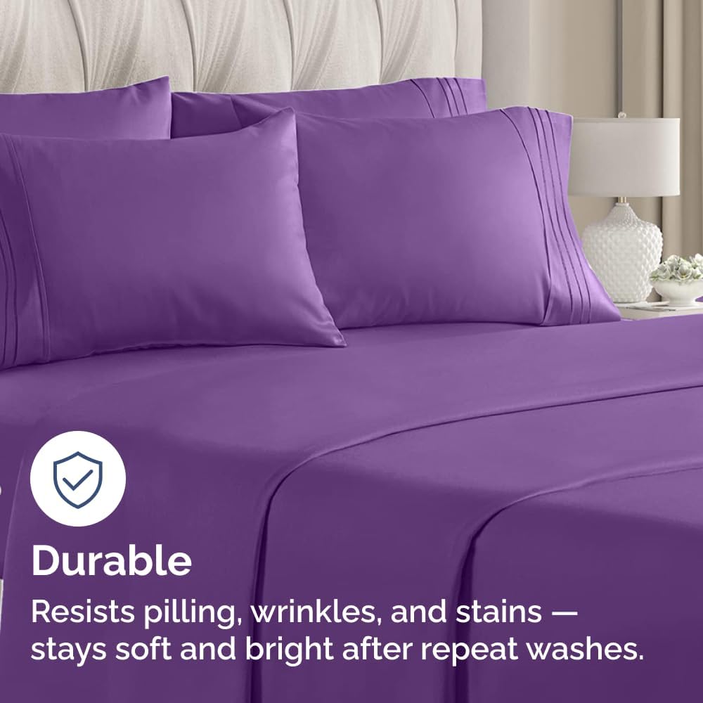 Standard Pillow Cases Set of 6 - Ultra Soft Hotel Quality Pillowcase Covers - Comfy, Cozy & Wrinkle Free - Shrink, Stain and Fade Resistant - Machine Washable Pillow Protectors - 6 Piece Set - Purple