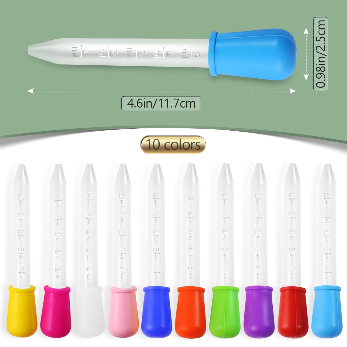 10Pack Liquid Pipettes Droppers Silicone 5ml Clear Medicine Eye Dropper, with Bulb Tip, Silicone and Plastic Pipettes Transfer Eyedropper, Plastic Pipettes Dropper for Feeding, Baking, Crafts Making