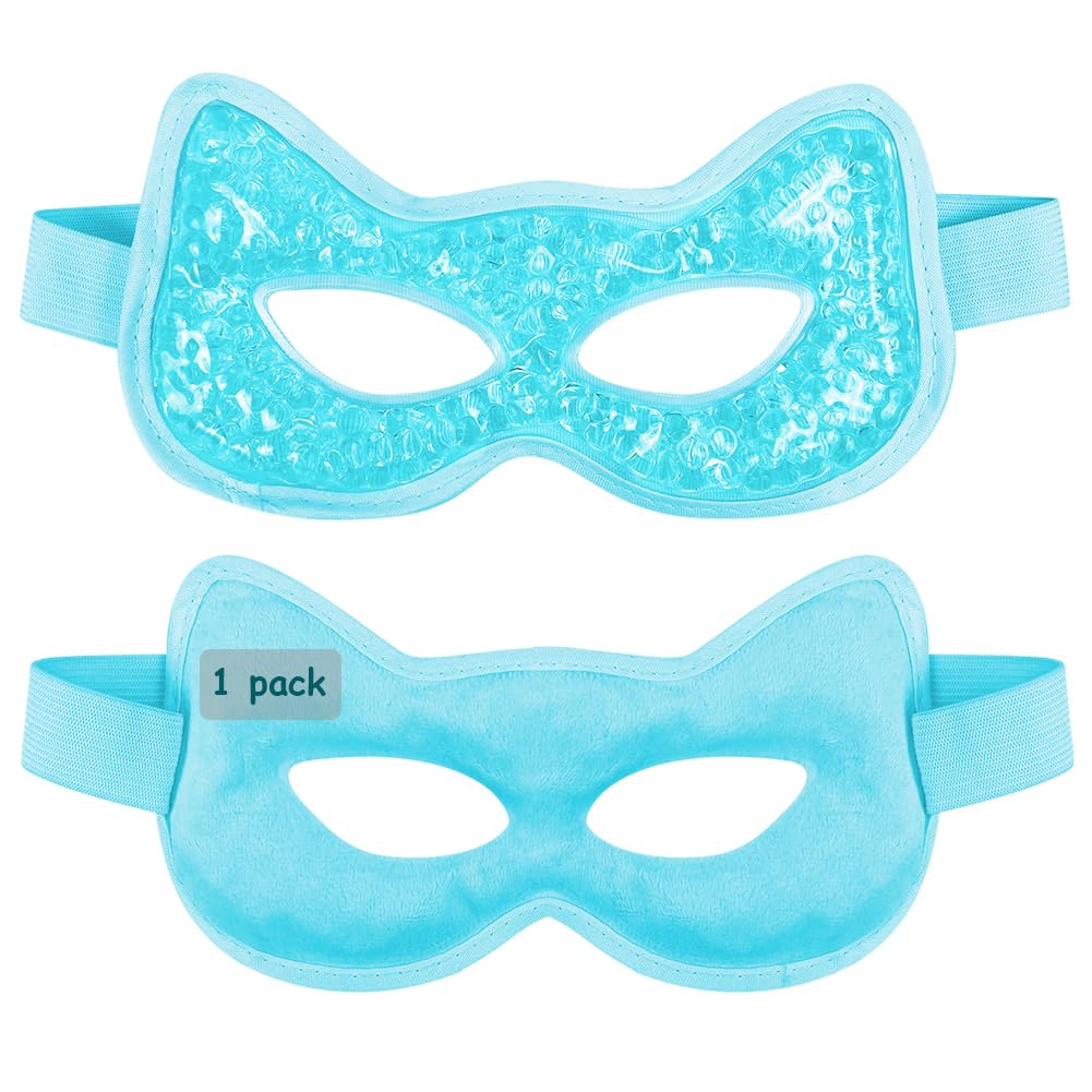 Cooling & Heating Eye Mask - Hot/Cold Use for Puffy Eyes, Headaches, Migraines, Sinus & Dark Circles (2 packs blue)
