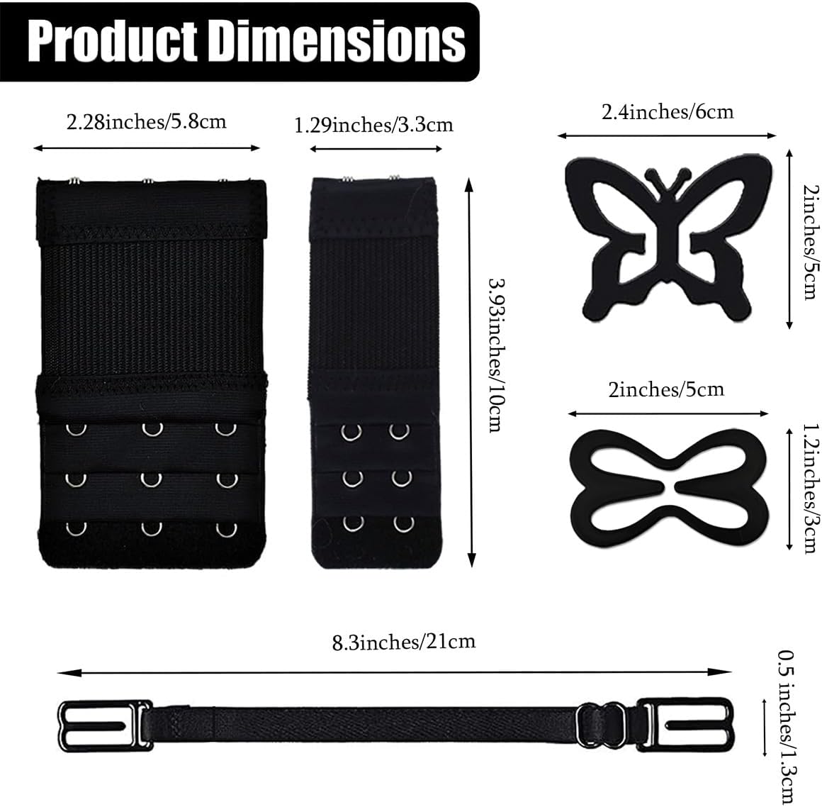 18 Pcs Bra Straps Clips Adjustable Non Slip Bra Clips for Racerback Bra Straps Holder Bra Extenders 2/3 Hook