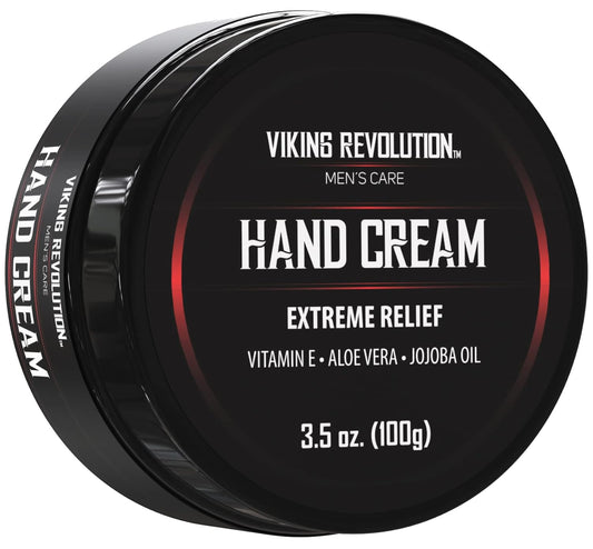 Viking Revolution Men's Hand Cream - Repair Cream for Dry, Cracked Hands - Aloe Vera Treatment with Vitamin E (3.5oz)