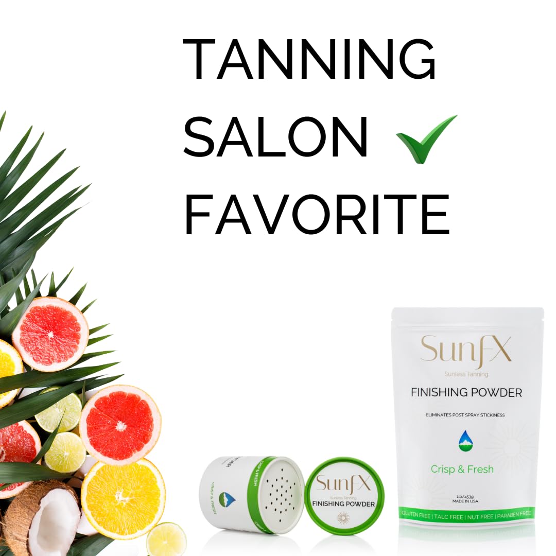 SunFX Post Spray Tan Translucent Finishing Powder | Talc Free | Sunless Tanning Setting Powder | Shimmer | Crisp & Fresh - 1lb