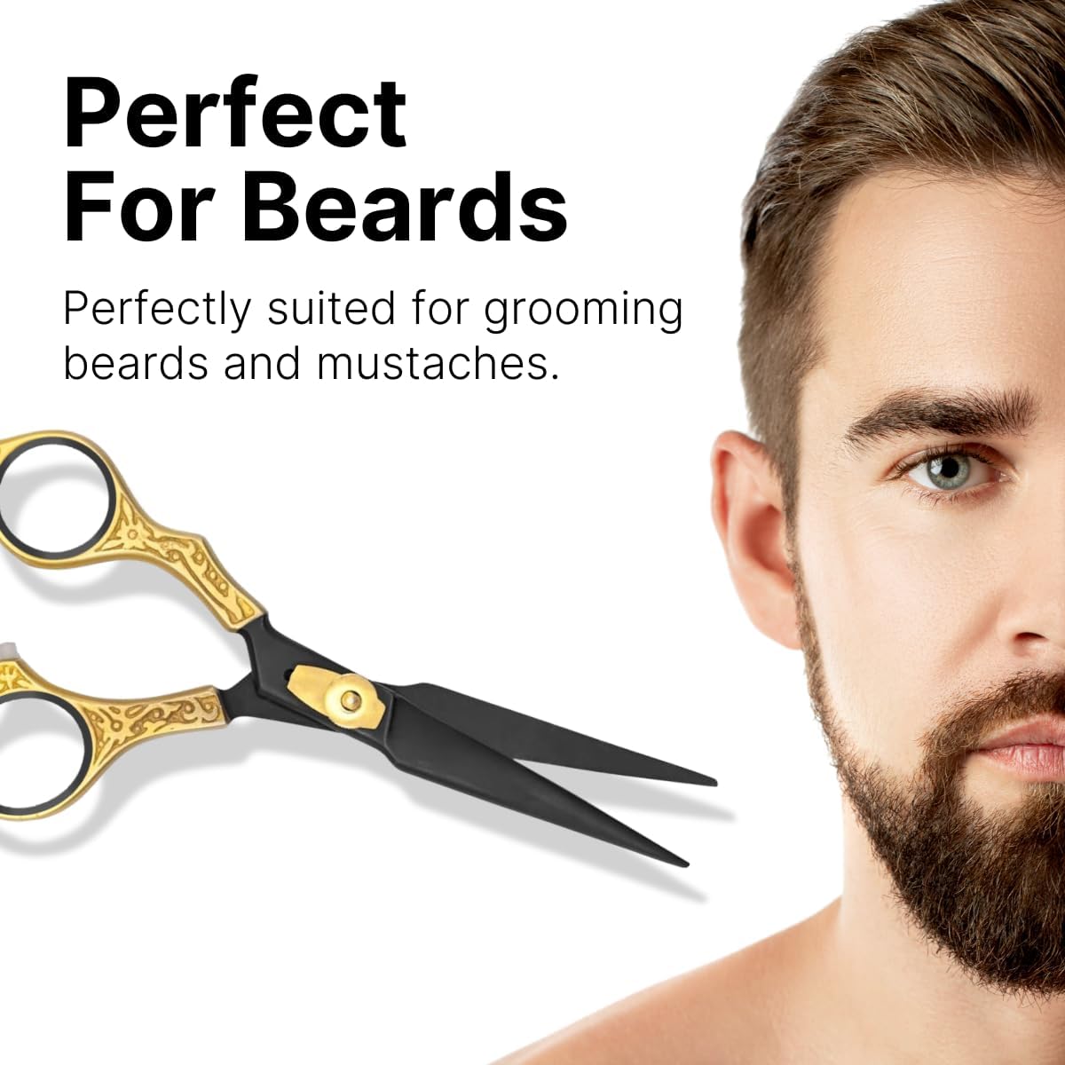 H&S GoldBlack Series Professional Hair Cutting Scissors | Premium Japanese Stainless Steel | 6.5” Hair Shears, Barber Accessories & Hair Salon Supplies | Beard & Moustache Grooming