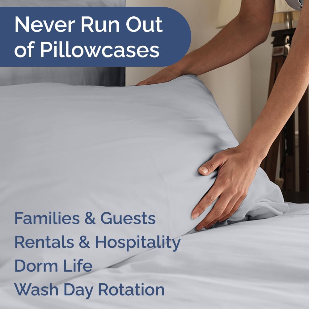 King Pillow Cases Set of 10 - Ultra Soft Hotel Quality Pillowcase Covers - Comfy. Cozy & Wrinkle Free - Shrink, Stain and Fade Resistant - Machine Washable Pillow Protectors - 10 Pcs Set - Steel Blue