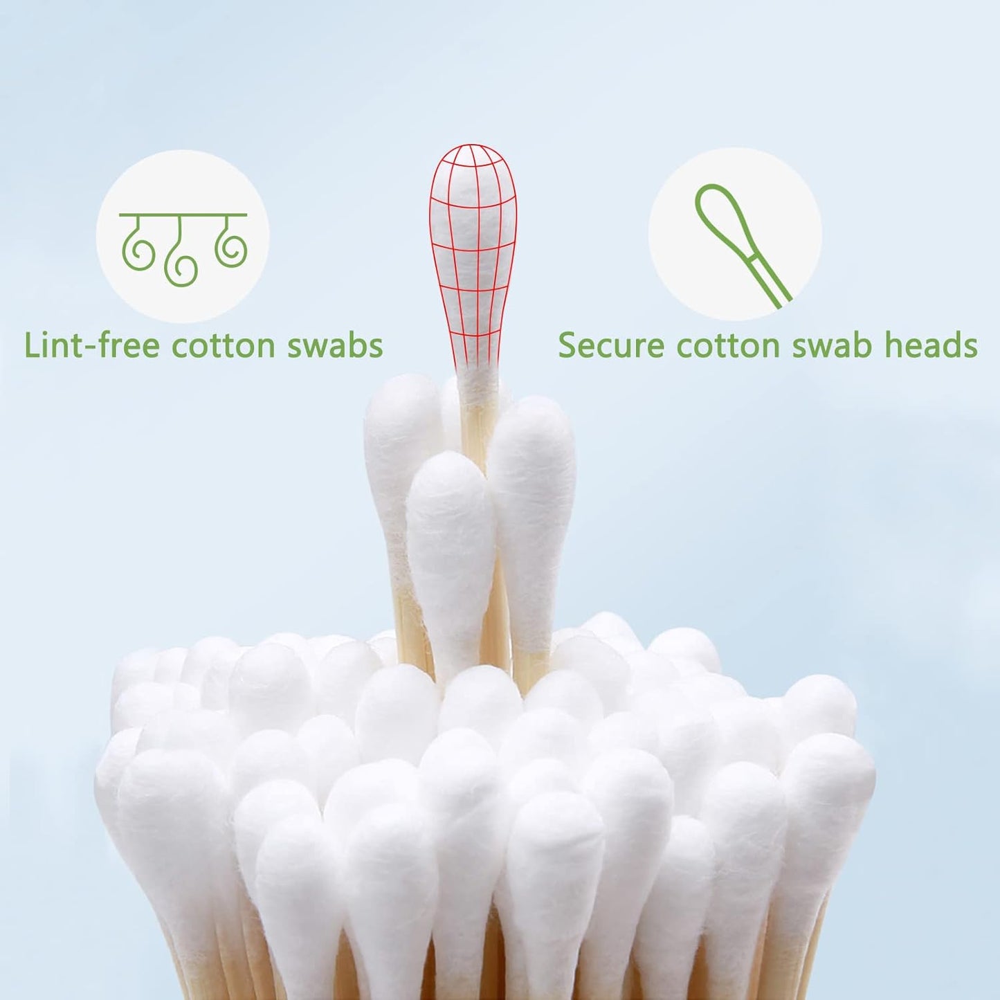 Round Tip Cotton Swabs, 6-Inch Bamboo Sticks, Lint-Free, for Delicate Cleaning, Arts & Crafts, Pet Care, Audio Equipment Maintenance with Portable Storage Case (Round Tips (600ct))