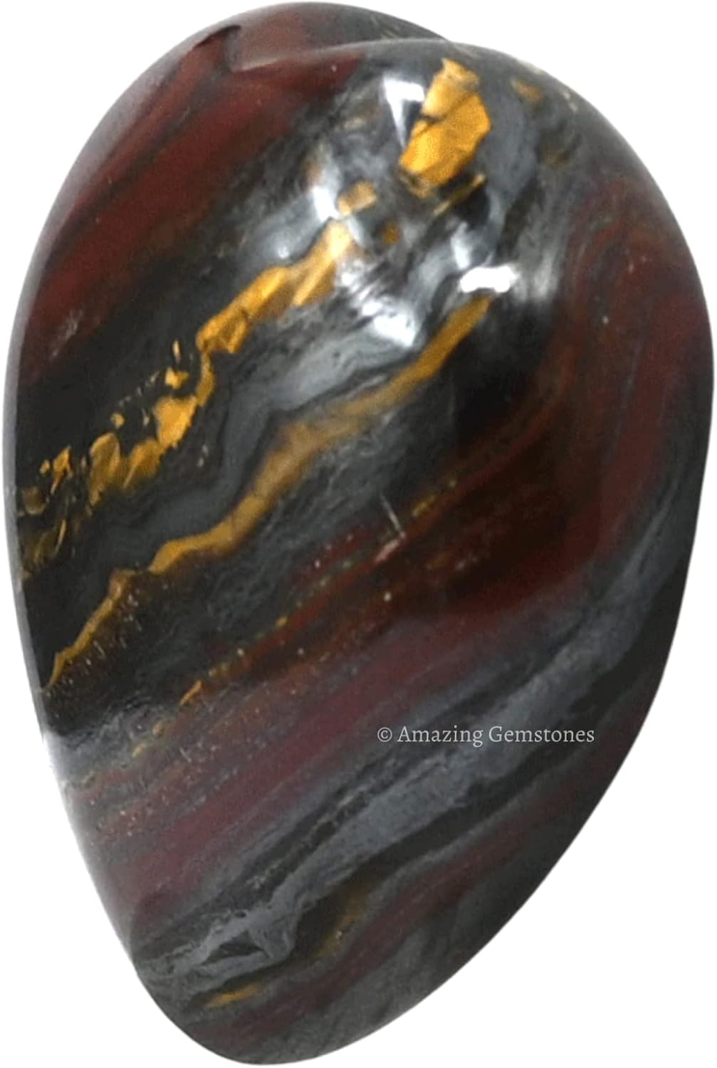 Iron Tiger Eye Crystal Heart Palm Stone - Pocket Massage Worry Stone for Natural Body Chakra Balancing, Reiki Healing and Crystal Grid