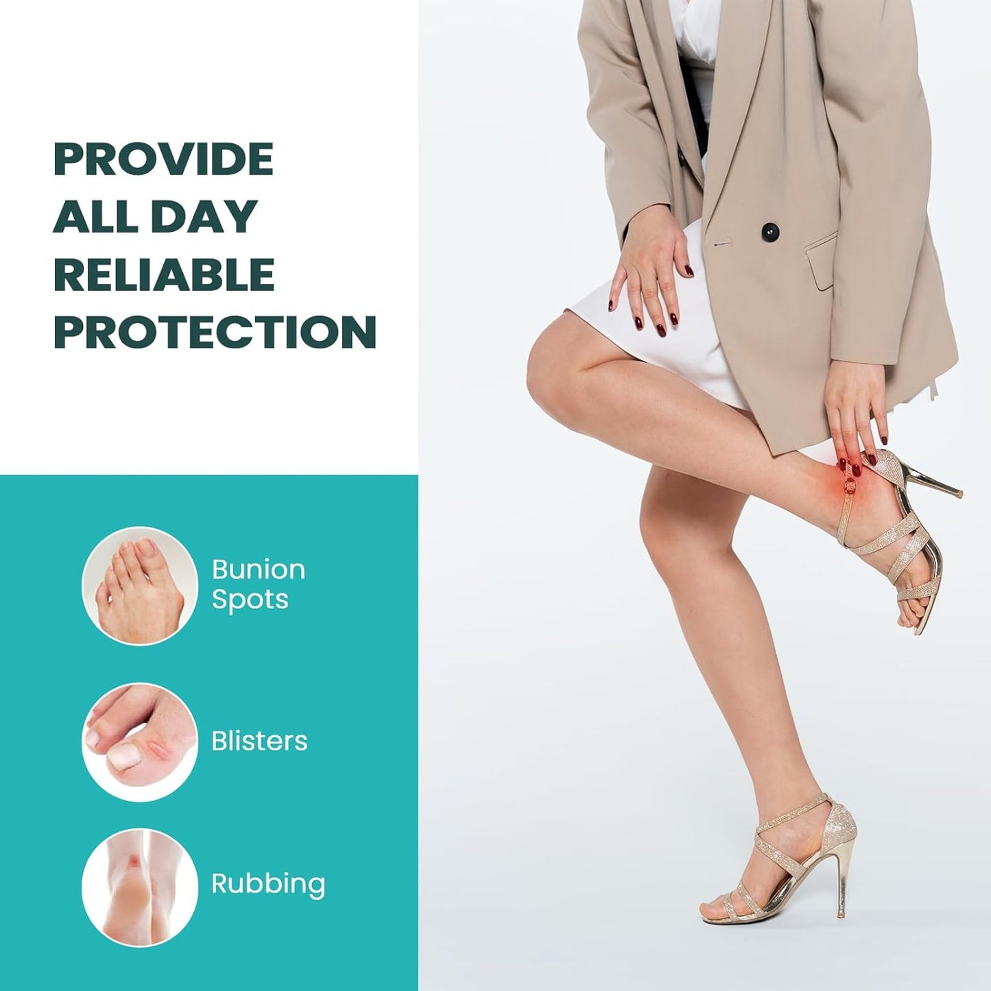 Blister Bandages - 28 ct Hydrocolloid Cushions for Foot, Toe, Heel - Water Resistant Gel Pads for Prevention & Recovery, Bunion Pack