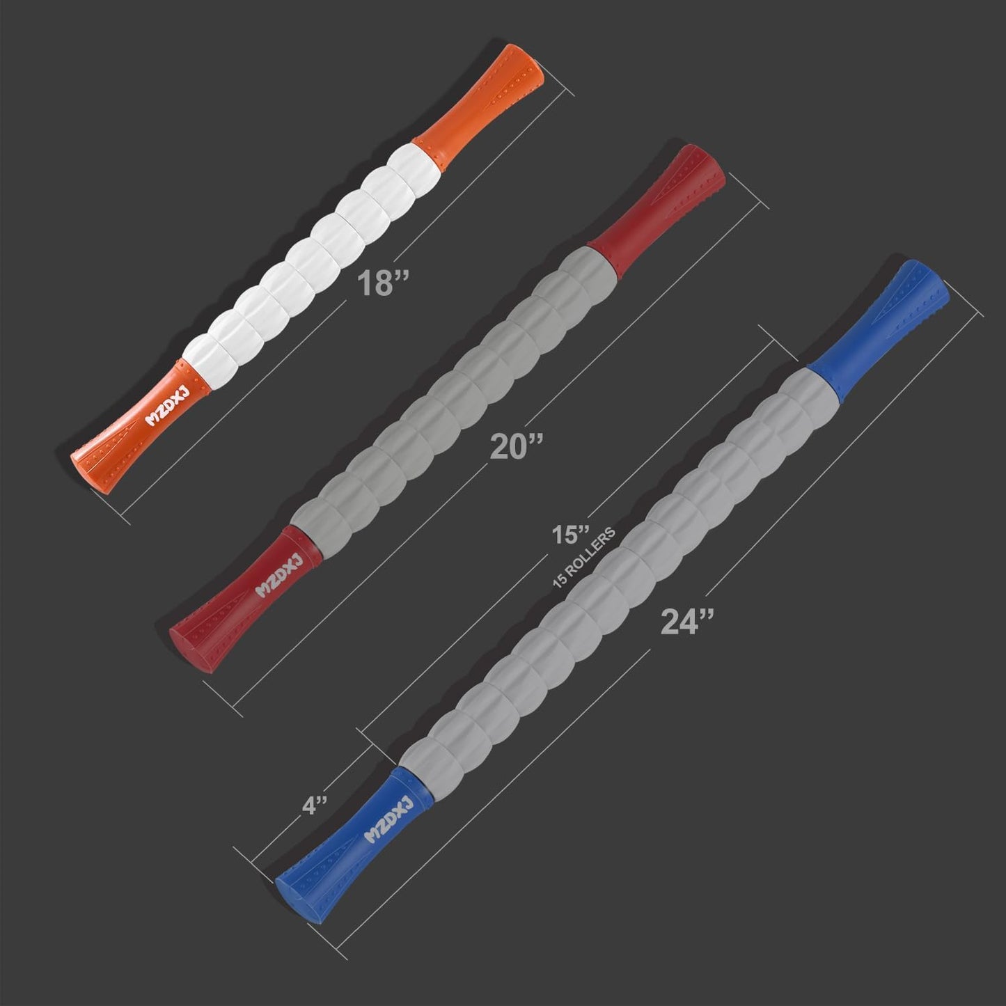 Muscle Roller Stick for Athletes - Deep Tissue Fascia Blaster & Roller Massager for Myofascial Pain Relief - Handheld Physical Therapy & Recovery Tool(Orange White-18 inch)