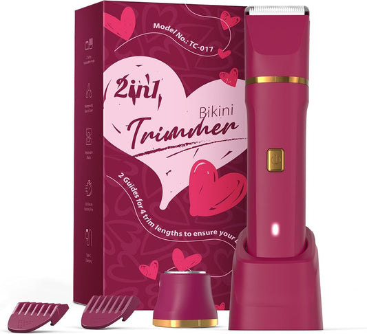 Electric Bikini Trimmer for Women - Waterproof Pubic Hair Trimmer & Facial Shaver, Rechargeable Cordless Electric Razor with Ceramic Blades, IPX7 Shower-Safe for Sensitive Skin, Christmas Gift for Her