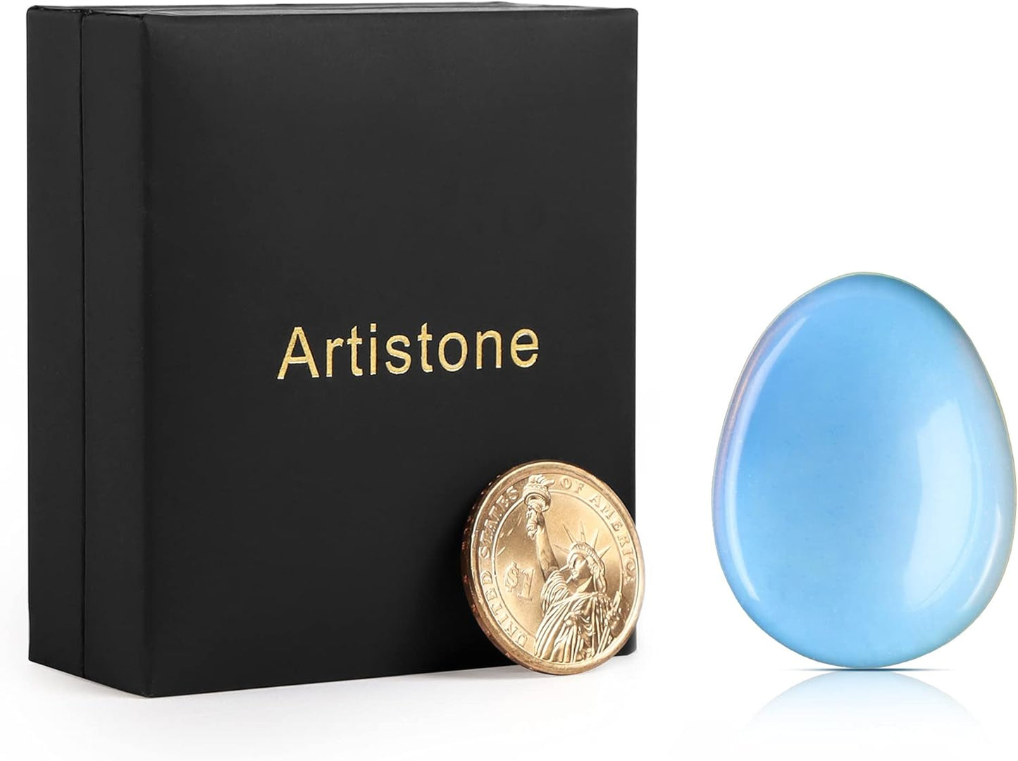 Artistone Opalite Crystal Chakra Thumb Worry Stone Carved Healing Crystals Teardrop Pocket Palm Stones for Anxiety Stress Relief Meditation Home Decor