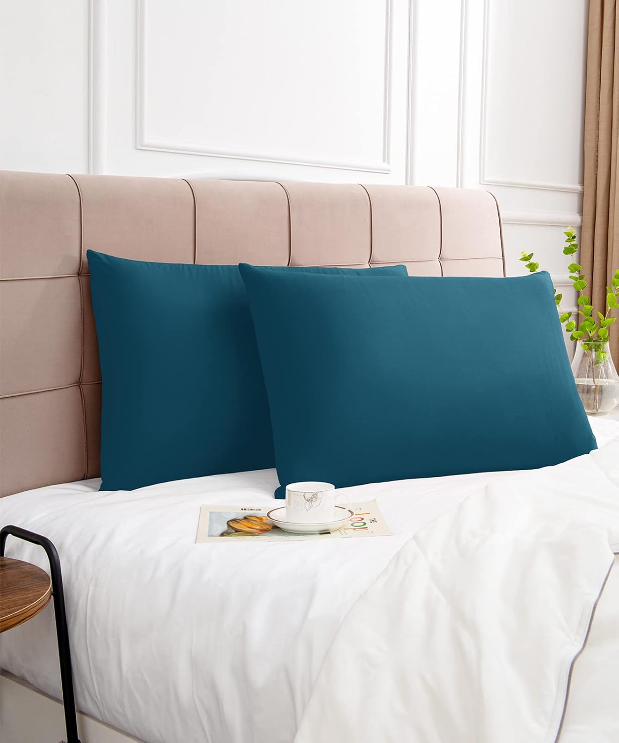Warmstar Cotton Pillow Cases King Size Set of 2, 600 Thread Count Pillowcases 20x36 Inches, Soft Long Staple Cotton Pillowcases Breathable with Envelope Closure,Dark Teal
