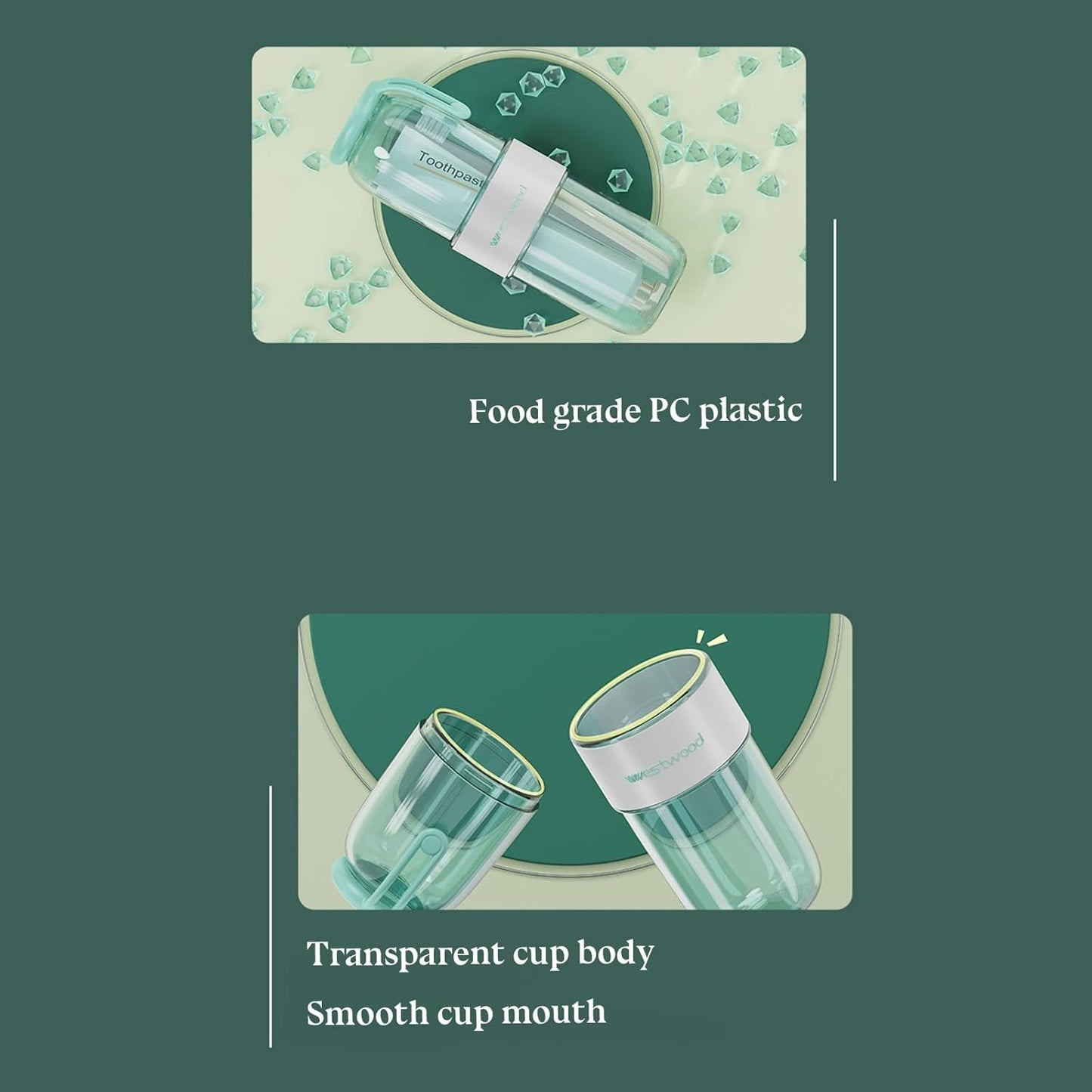 Luxury Transparent Blue Plastic Travel Toothbrush Holder Case with Cover, Portable Travel Toothbrush Cup, Storage Container for School Camping Business Trip Bathroom