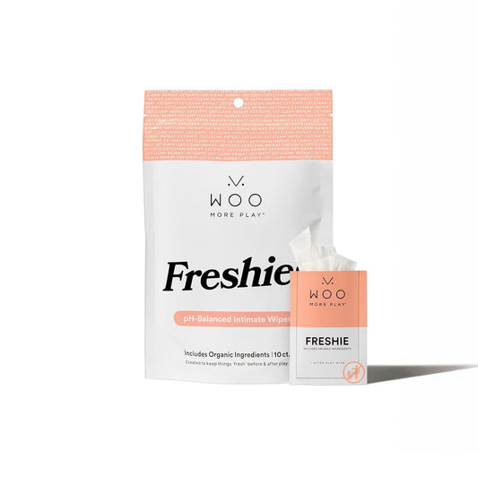 Woo More Play Freshies: All-Natural Feminine Intimacy Towelette Wipes with Coconut Oil and Aloe Vera, Promotes Feminine Health & Helps Alleviate Irritation - Vegan and Cruelty Free, 10ct