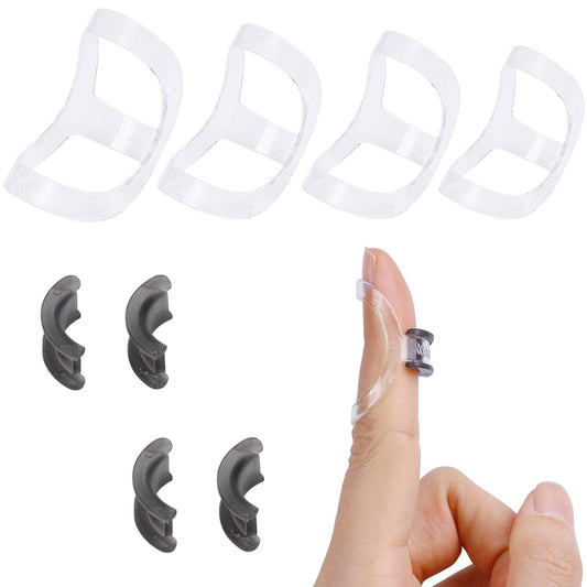 8Pcs Clear Oval Finger Splints & Click-Lock Adjustment Kit, 4 Graduated Finger Ring Splint & 4 Splint Adjustment, Finger Braces for Arthritis, Mallet, Straightening, Support (Size 4-7)