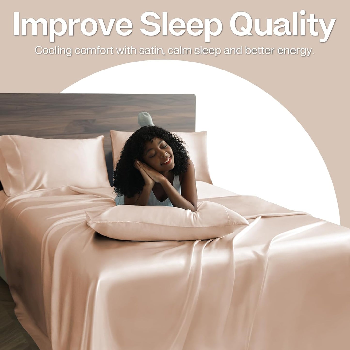 MR&HM Satin Pillowcase for Hair and Skin, Silk Satin Pillowcase 2 Pack, Standard Size Pillow Cases Set of 2, Silky Pillow Cover with Envelope Closure (20x26, Champagne)