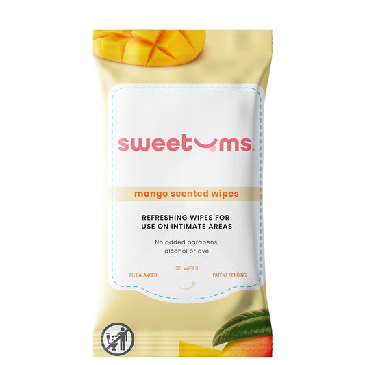 Mango Scented Daily Feminine Wipes for Women – pH Balanced Unflavored Intimate Wipes – Water-Based, Aloe-Infused, Gentle on Sensitive Skin – Vegan, No Alcohol or Dyes, Travel-Friendly - 30ct