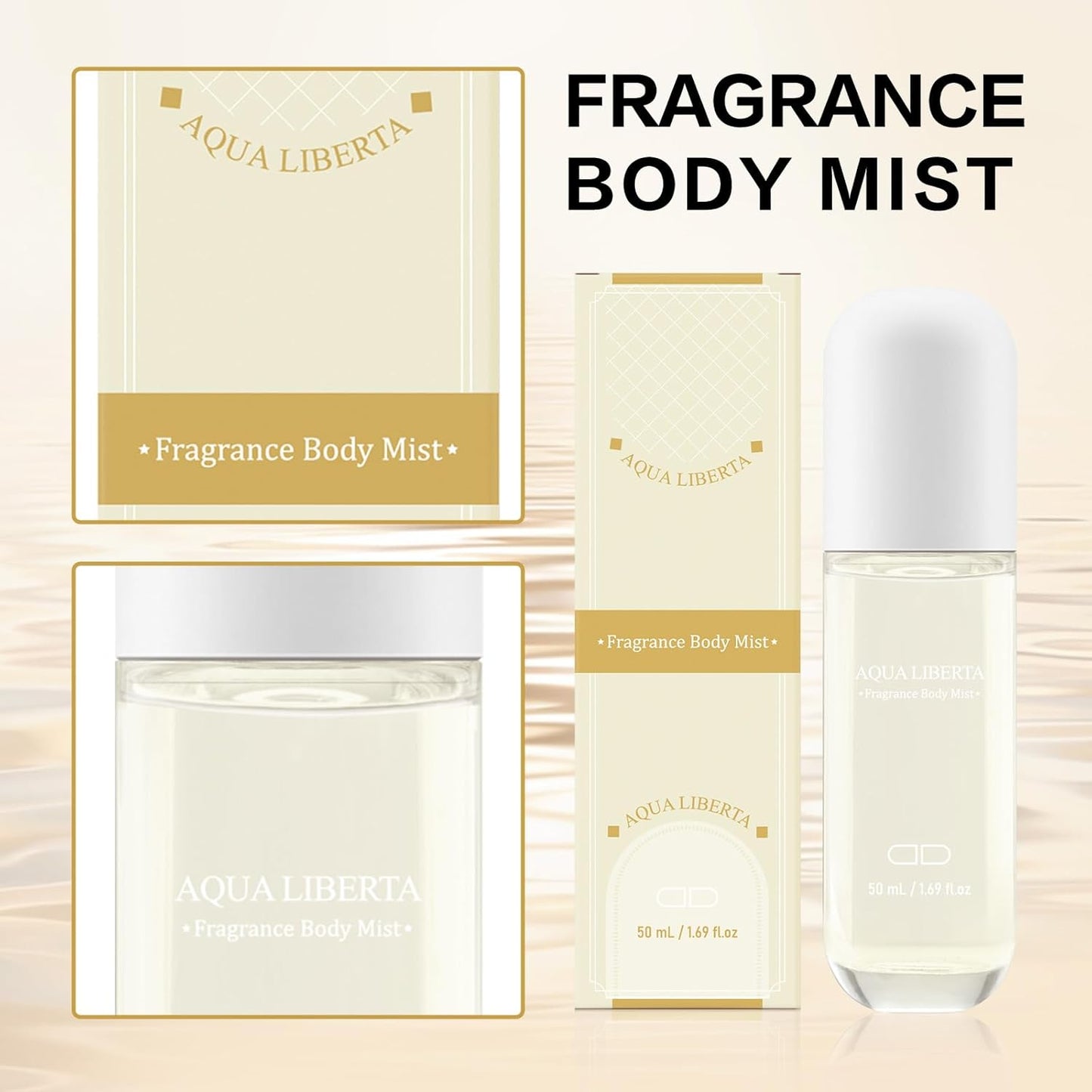 Body Mist Spray – Citrus & Floral Fragrance for Women – Daily Shower Mist & Refreshing Scent – 50ml Travel Size (AQUA LIBERTA)