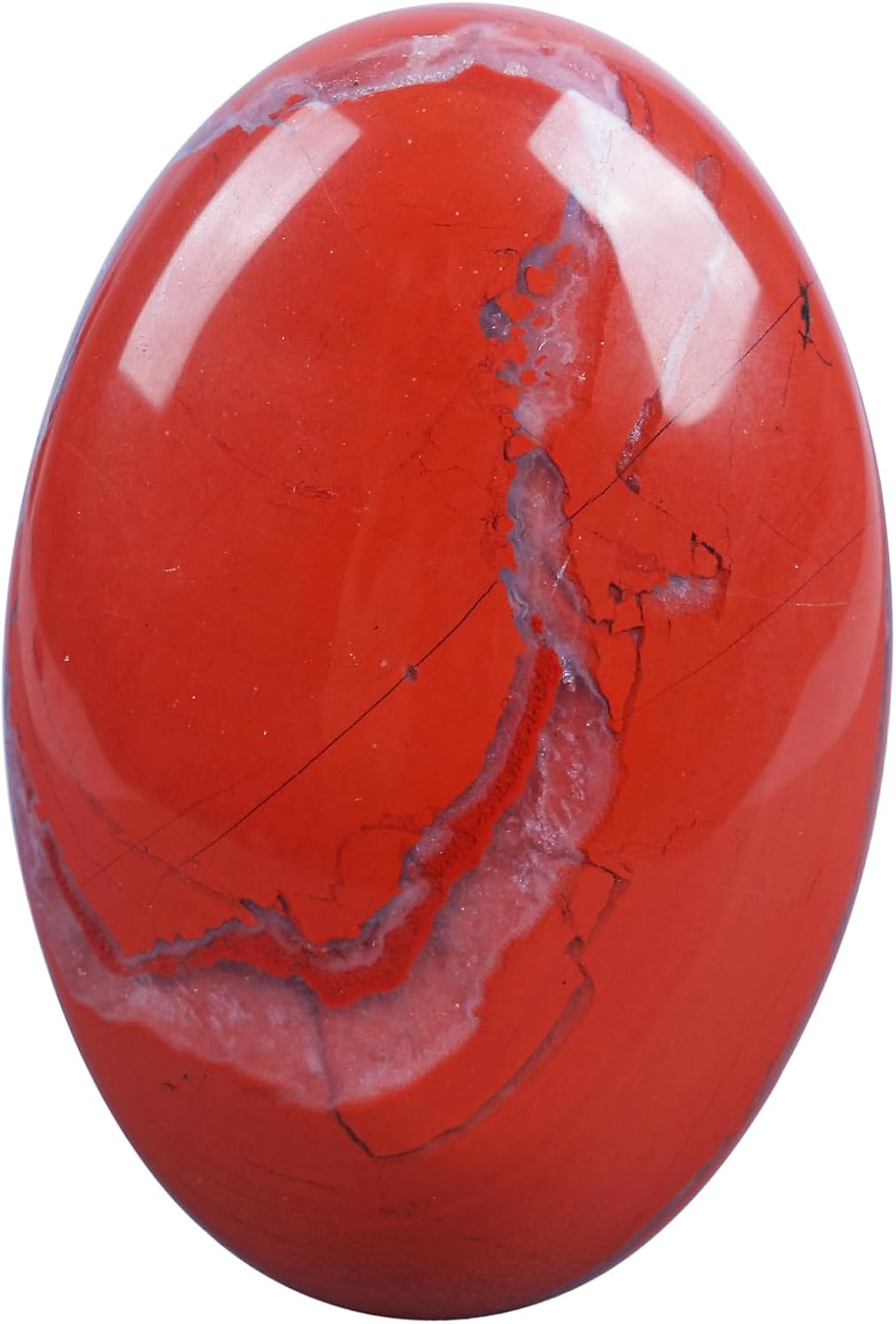 Natural Red Jasper Oval Polished Worry Stones, Healing Crystal Indoor Fountain Stones Massage Energy Anxiety Relief Items