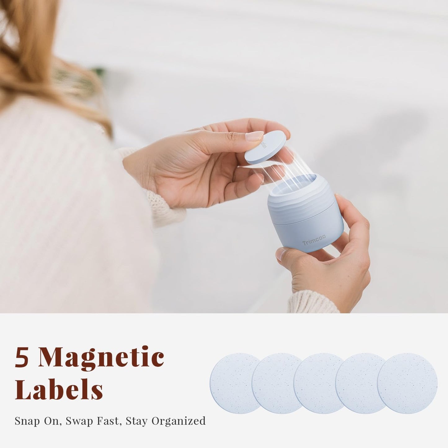 New Travel Toiletry Containers [Ultra Leakproof] TSA-Approved, PLA Hard Shell Jars with 5 Magnetic Labels, Wide Mouth Bottles for Lotion, Cleanser, Shampoo, Conditioner, Blue, 3 Pack, 1OZ